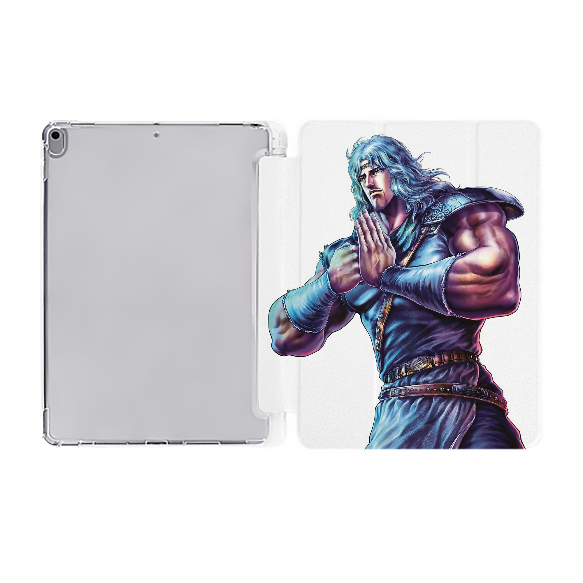 （画像用） 北斗の拳 Fist of the North Star IPad ケース ペン収納付き 三つ折りスタンド PUレザー×シリコン 対応機種9.5/10.5/10.9インチ